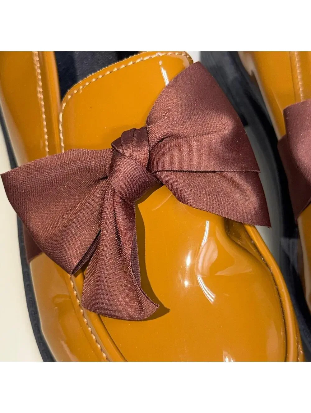 Altaolain Brown Patent Bow Loafers Women’s Size 42 NWOT